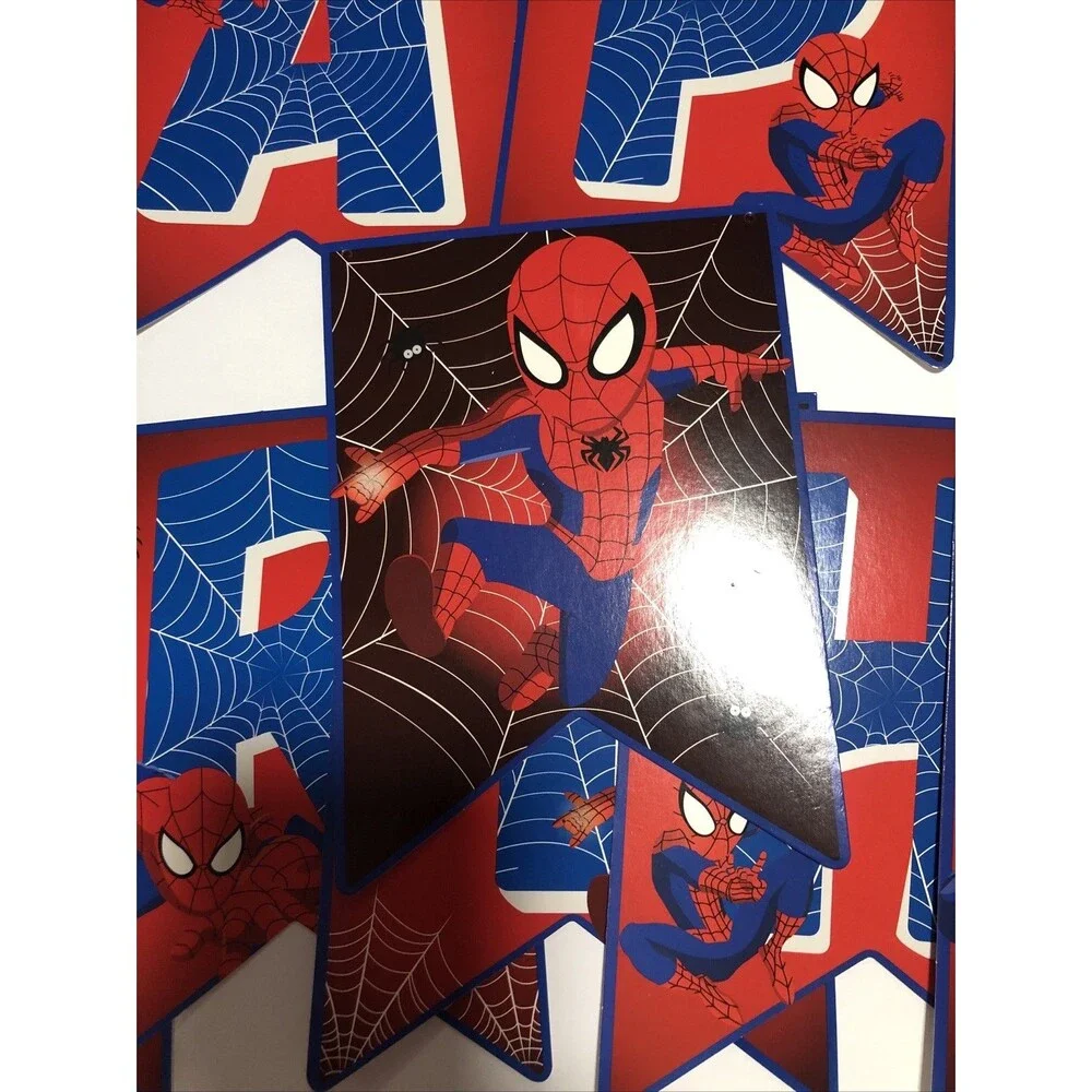 Spiderman And Super Heroes Birthday Banner + Table Toppers